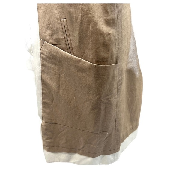See By Chloe Tan & Cream Natural Flax Cotton Button Front Casual Jacket Coat 12 - Picture 5 of 13